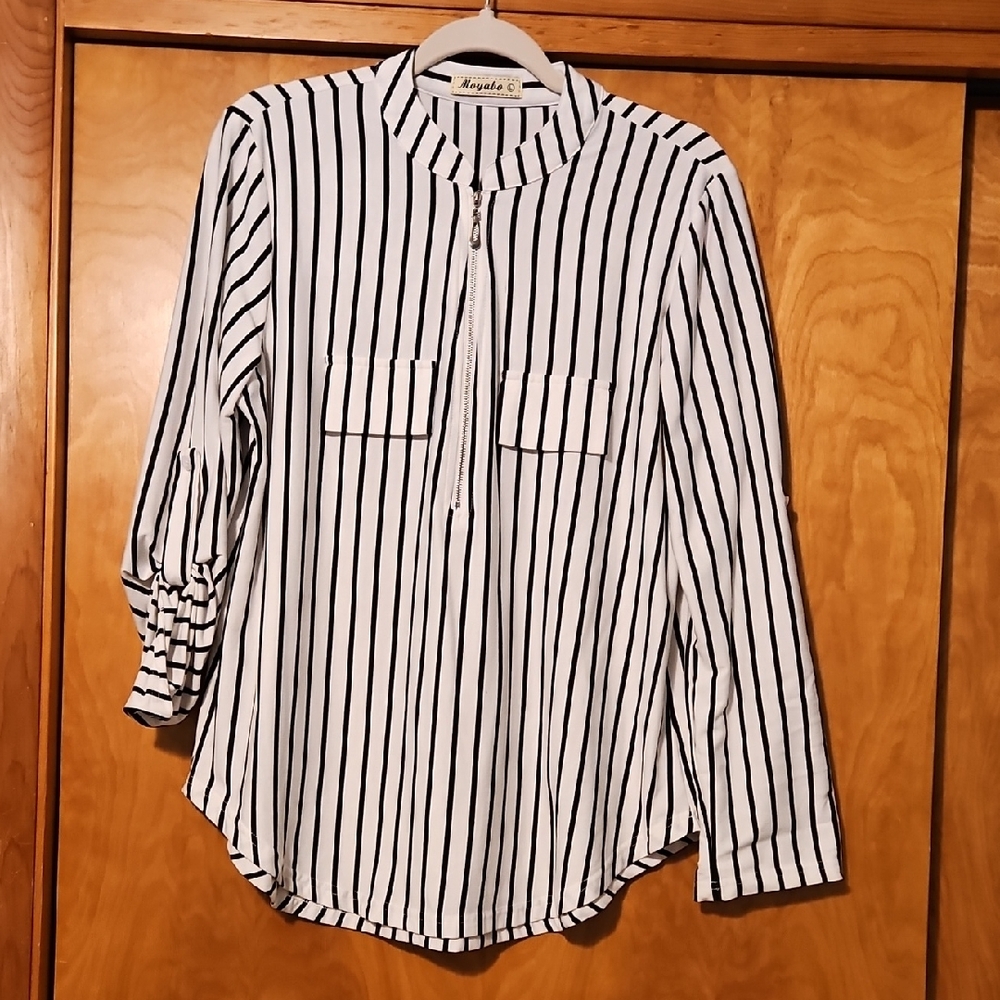 Striped Black and White Women's Blouse
